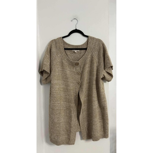 Woman Within Sweaters - Woman Within Classic Knit Cardigan Taupe Womens 18/20 L